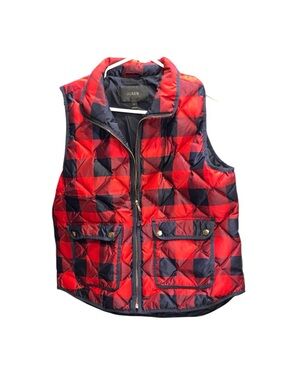J. Crew Navy Puffer Vest with Red Trim